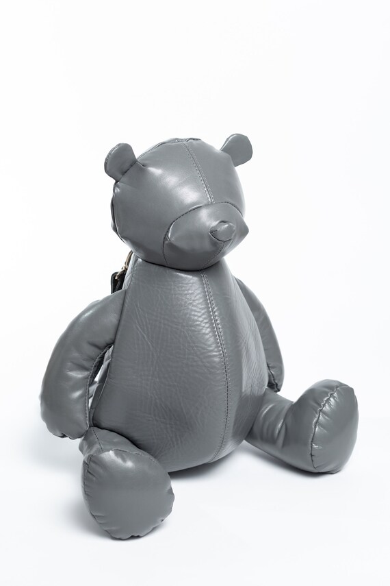 black leather teddy bear