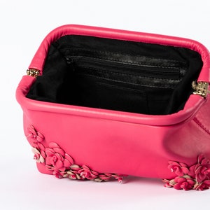 Leather Clutch Bag with Blossom Powder Design image 9