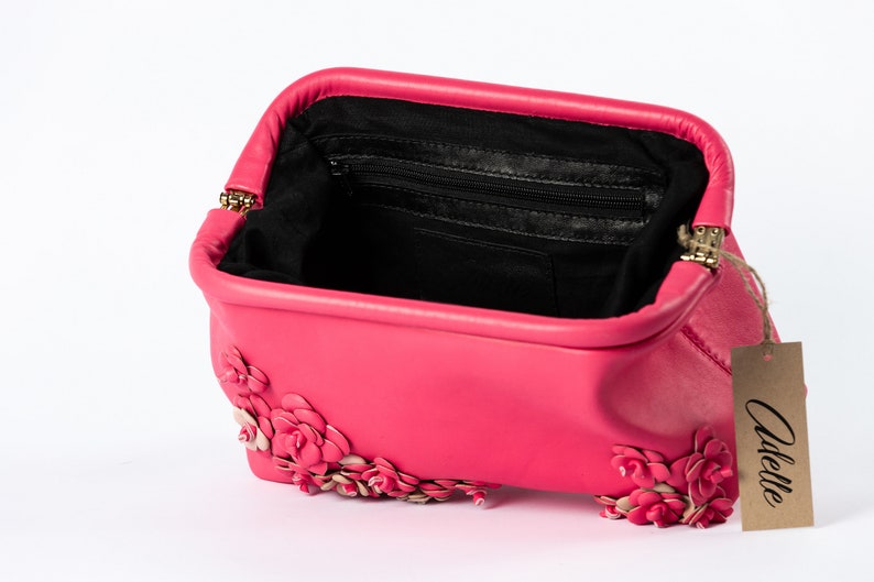 Leather Clutch Bag with Blossom Powder Design image 9