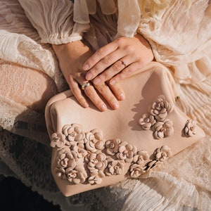 Leather Clutch Bag with Blossom Powder Design image 2