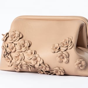 Leather Clutch Bag with Blossom Powder Design image 5