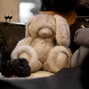 Mink Fur Bunny Keychain - Fluffy Rabbit Bag Charm - Cute & Soft Accessory for Bags and Keys - Handcrafted Fur Key Holder - Customize Colors