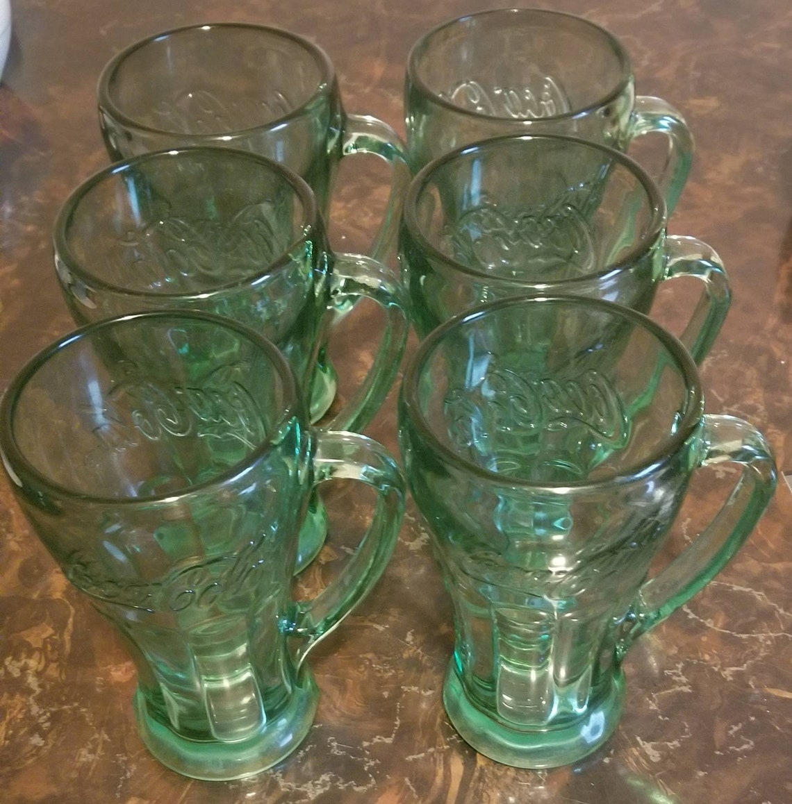 6 Vintage Green Coca Cola Glasses With Handle. By Libbey with Etsy