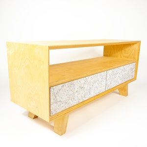 mid century modern sideboard I media console I TV stand I record player made of balitc birch plywood and natural cork I with two drawers