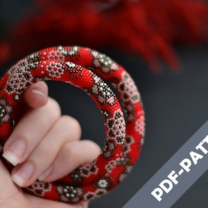 Bead crochet pattern Bead crochet necklace pattern Japanese style Floral pattern Bead crochet jewelry pattern Sakura flowers Chudibeads