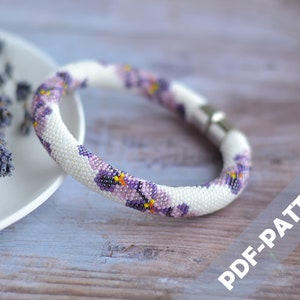 Bead crochet bracelet pattern Beaded rope pattern Floral print bracelet Seed beads diy