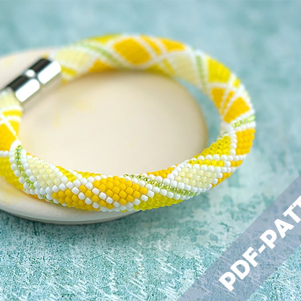 Bead crochet bracelet pattern Bead crochet rope lemon pattern