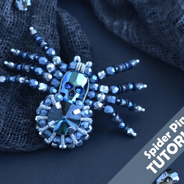 Tutorial for beaded spider brooch PDF pattern