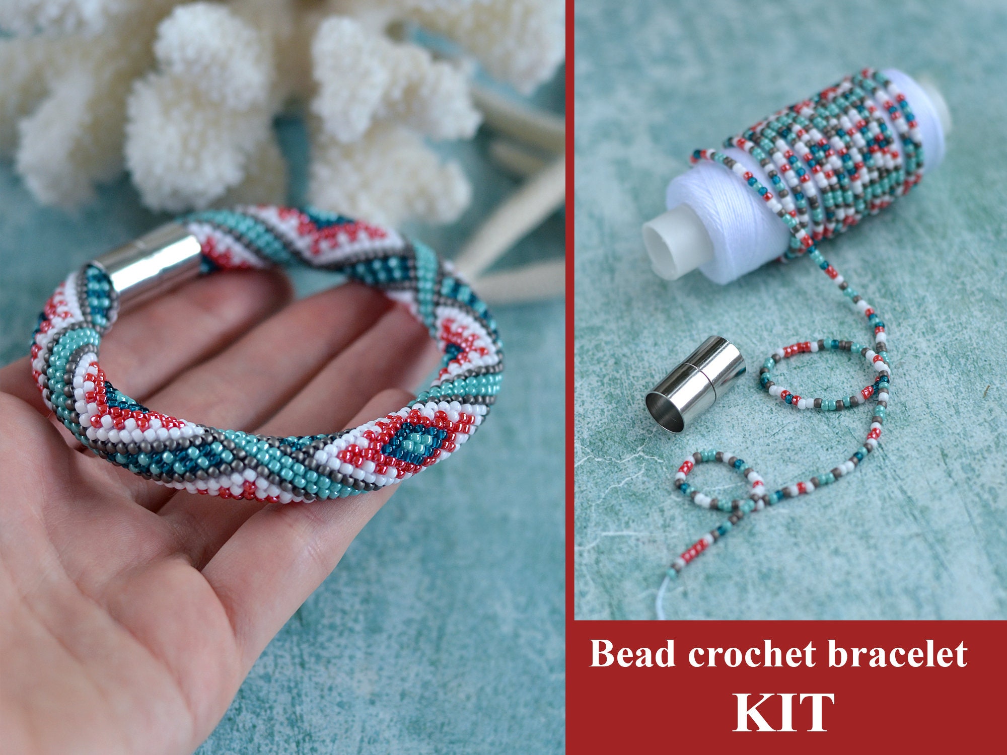 Bead crochet bracelet KIT Beaded Bracelet Pattern Bead Bangle Etsy