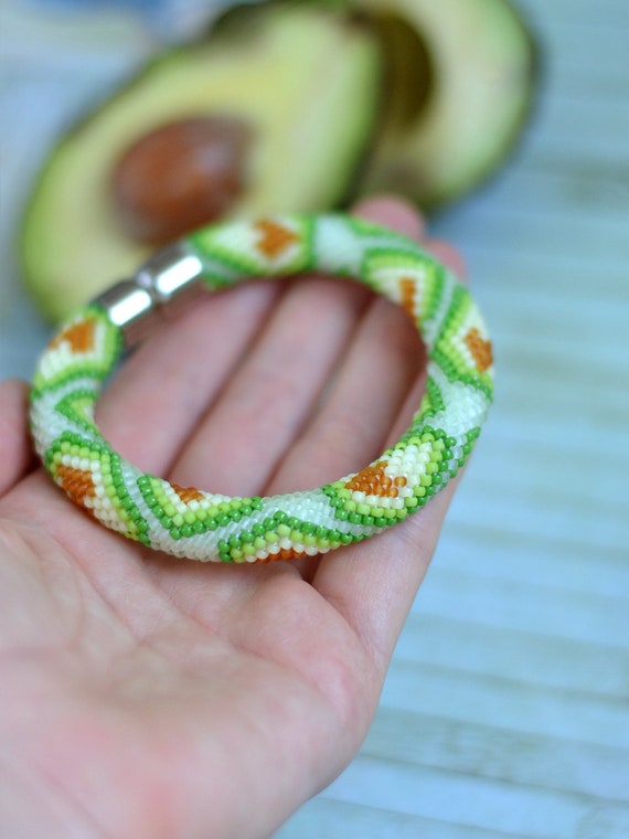 Bead Crochet Bracelet Pattern Beaded Rope Pattern Floral Print