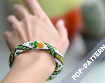 Bead crochet bracelet pattern Bead crochet rope pattern Beaded cactus pattern Chudibeads For succulent fan