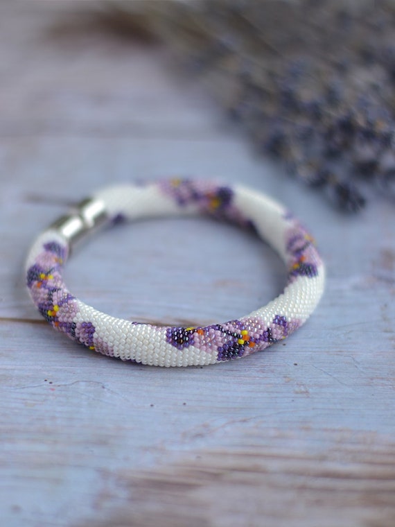 Bead Crochet Bracelet Pattern Beaded Rope Pattern Floral Print Bracelet  Seed Beads Diy 
