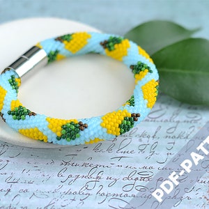 Bead crochet bracelet pattern Bead crochet rope lemon pattern