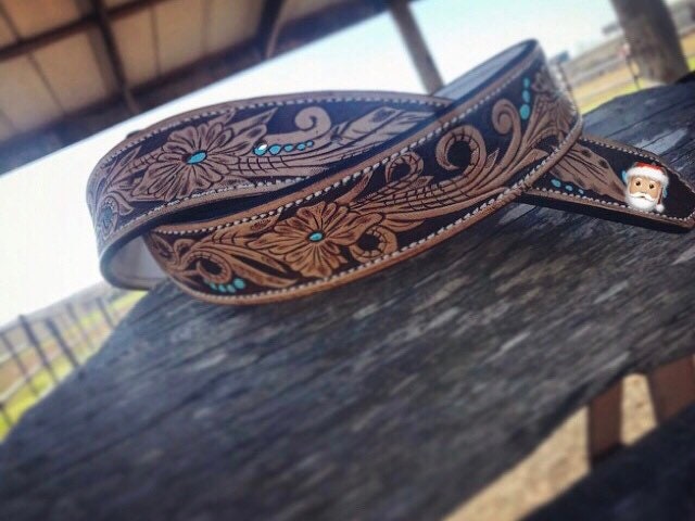 custom tooled leather belt