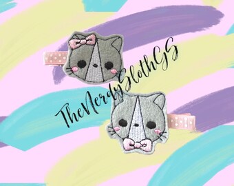 Kawaii Felt Cat Hair Clips: Set of 2
