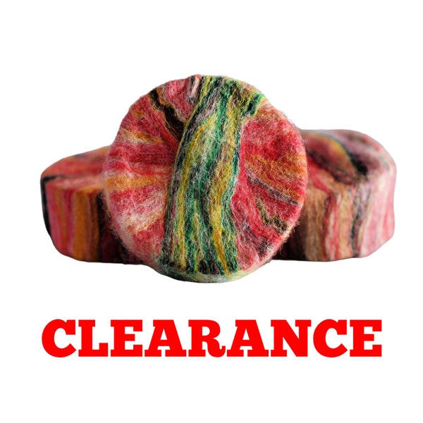 CLEARANCE: RASPBERRY LEMONADE - Felted 4 oz Round Handcrafted Cold Process Soap, 100% Merino Wool