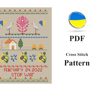 Ukraine 2022 PDF-Kreuzstichmuster Stand mit der Ukraine