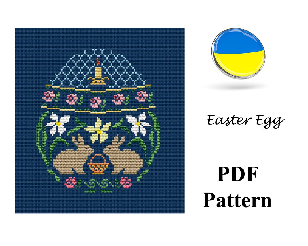 Easter Egg PDF Cross Stitch Pattern Stay With Ukraine - Etsy