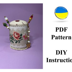 Laces Pincushion Cross Stitch PDF Pattern Stand with Ukraine