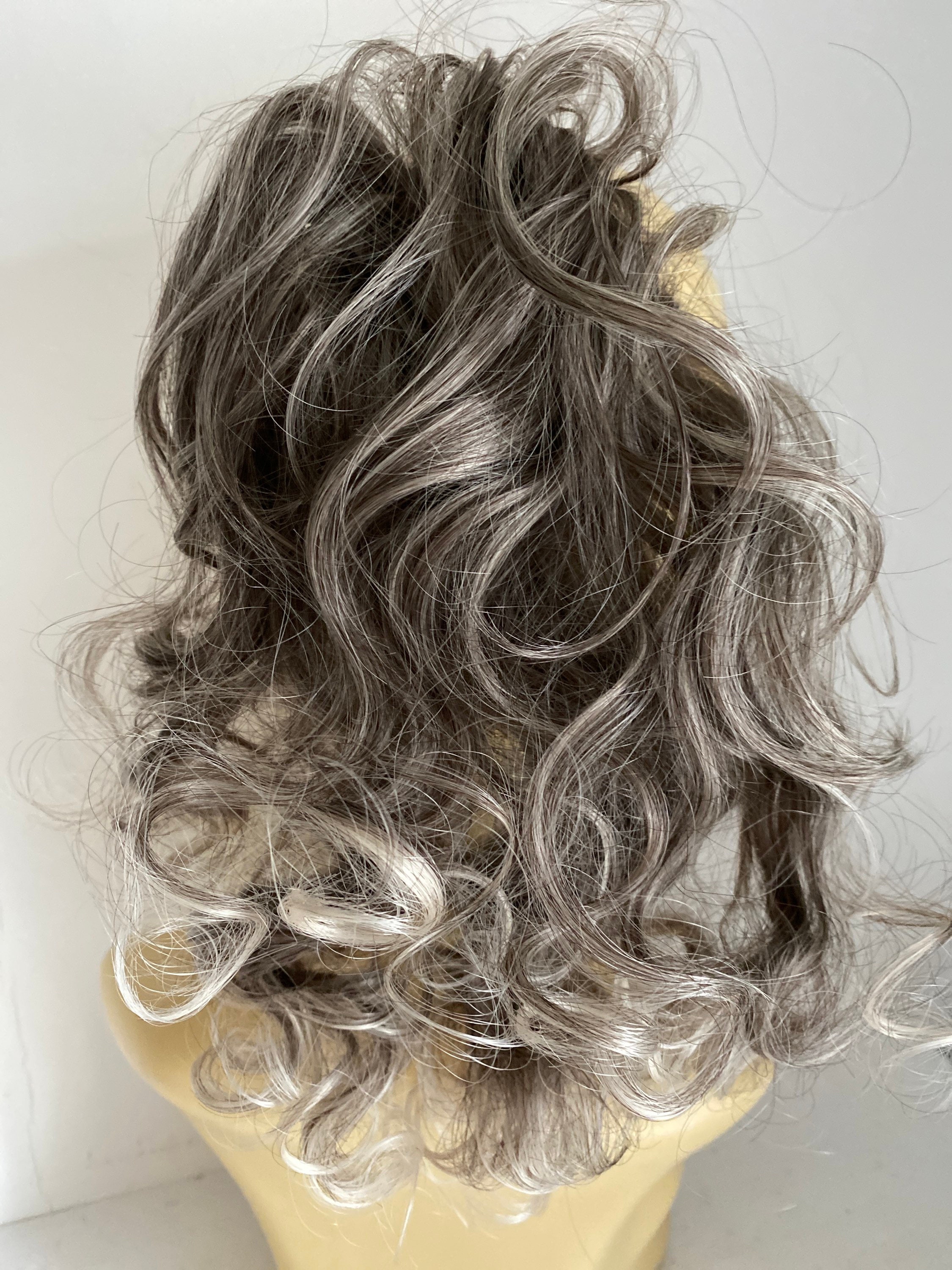 Aspect Lin couleur Crème / Gris Attache Cheveux Chouchou Scrunchie ATT-059P