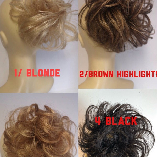 100% Human hair scrunchie extension ponytail put up curly bun  extension (6/02)