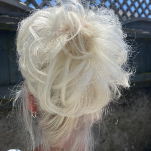 Weiß Blonde Echthaar Scrunchie Dutt Verlängerung