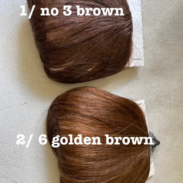 100% human hair clip on fringe bang in brown (3) and golden brown (6) ( 7/35)