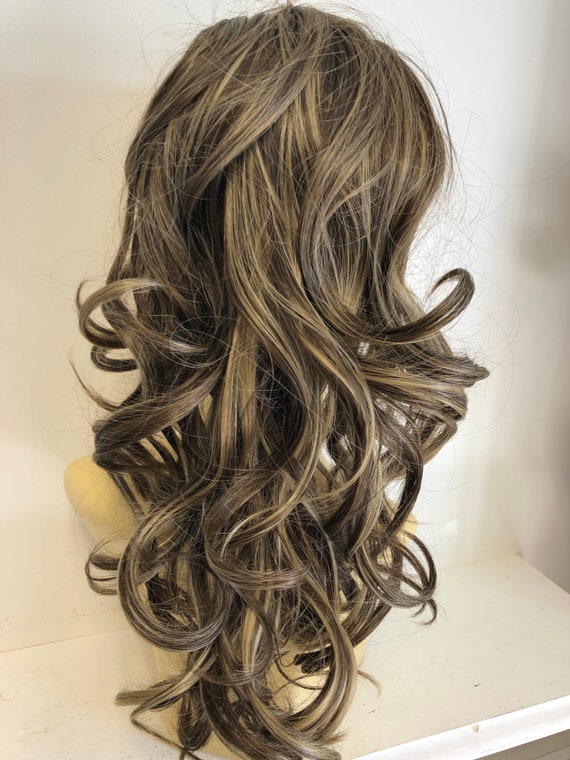 Mixed Brown and Blonde Curly Crown Boost Clip in Hairpiece 21 70