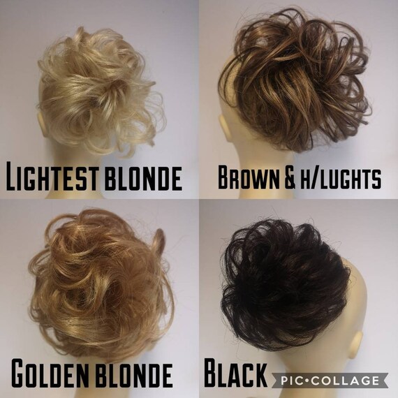 100 Human Hair Scrunchie Extension Ponytail Put Up Curly Bun Etsy