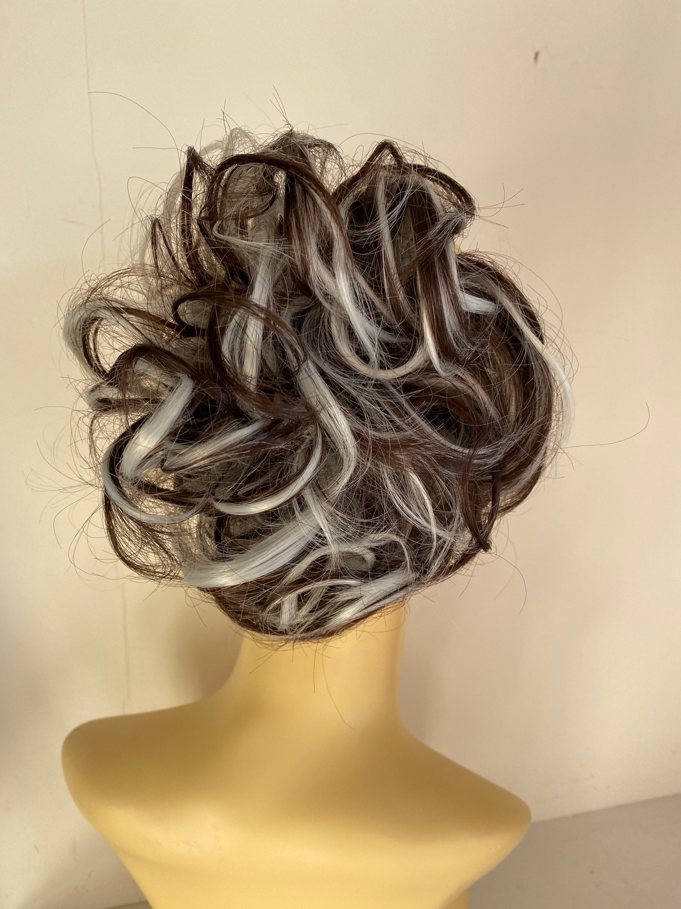 Dark Brown Wig Gray Highlights - Etsy