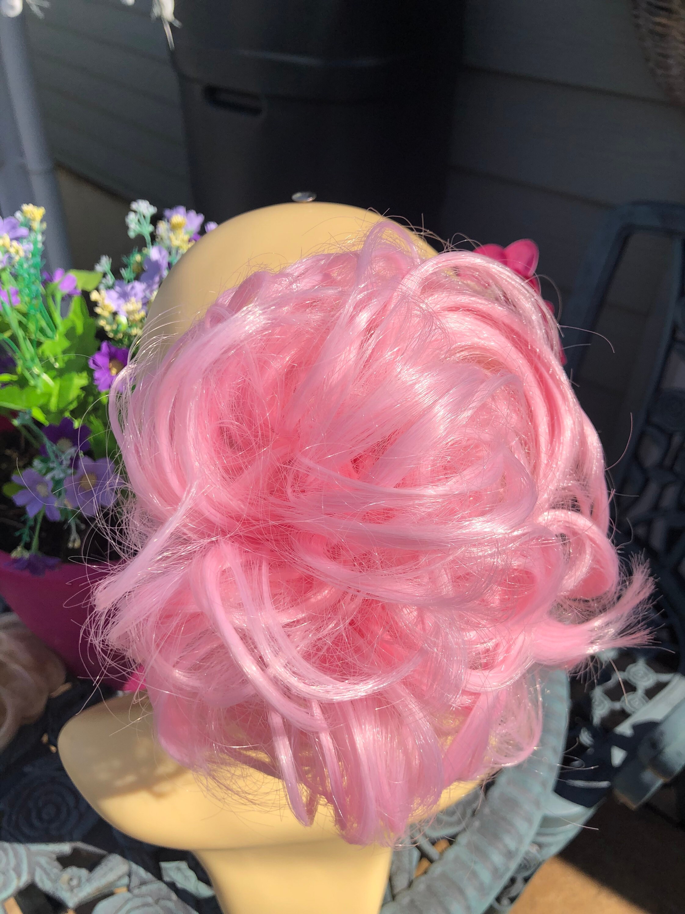 Candy Floss Pink Synthetic Curly Hair Extension Hairpiece Etsy