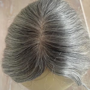 Salt & Pepper Human Hair Topper: Clip-In Volumizer