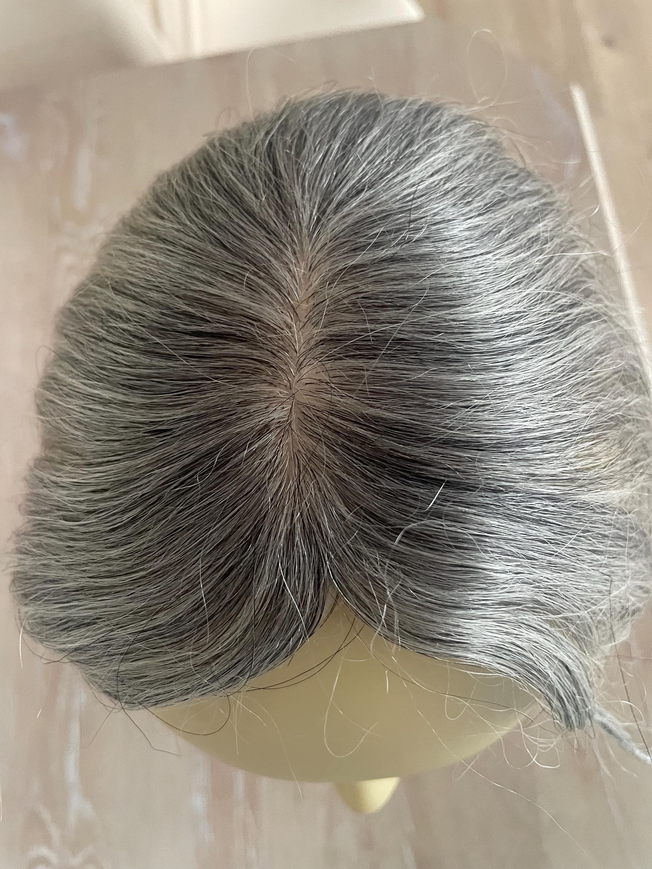 Perruque Pour Homme 100% Cheveux Naturels - Couleur Gris Poivre Et Sel, Style GUY 44