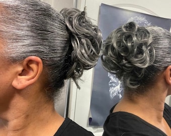 Grey /silver /white Hair scrunchies in 4 different colours ,(14/16)
