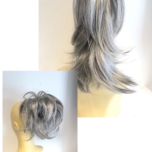 Silbergrauer Clip on 2 style Pferdeschwanz-Verlängerung an Draht und Krallenclip in silbergrau (16/49)