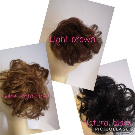 100 Human Hair Scrunchie Extension Ponytail Put Up Curly Bun Etsy
