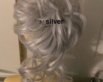 Grau / silber und blond blondes Haargummi in 4 verschiedenen Farben mit längeren Teilen (3/63)