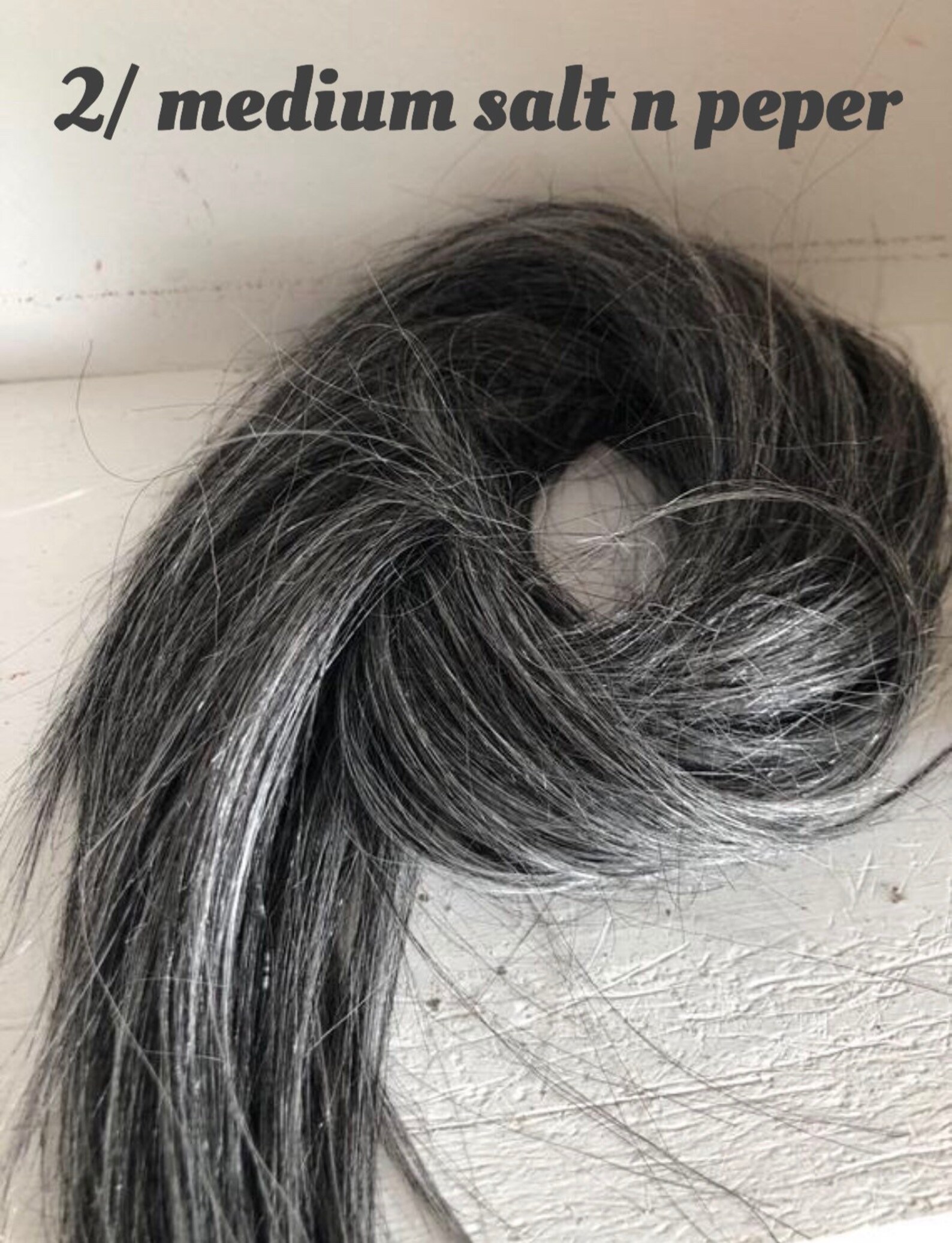 Human hair dark salt and pepper grey Scrunchie extension Etsy