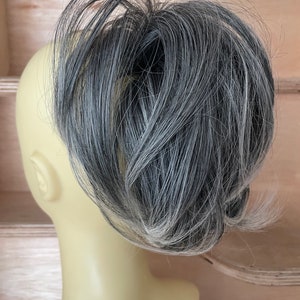 Grey with creamy tips curly Hair  scrunchie hairpiece  , smooth look without the hassle (7/37)