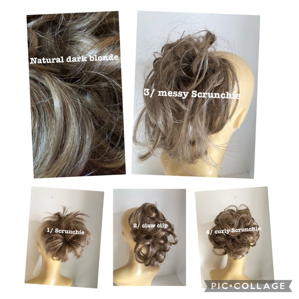 Natural dark blonde 4 styles différents ponytail griffe clip et Scrunchie (2)