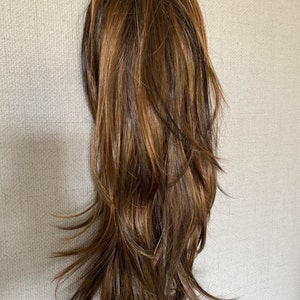Authentic mixed brown with golden highlights drawstring Hair extension ponytail best quality bliss (12/8/13) (7)