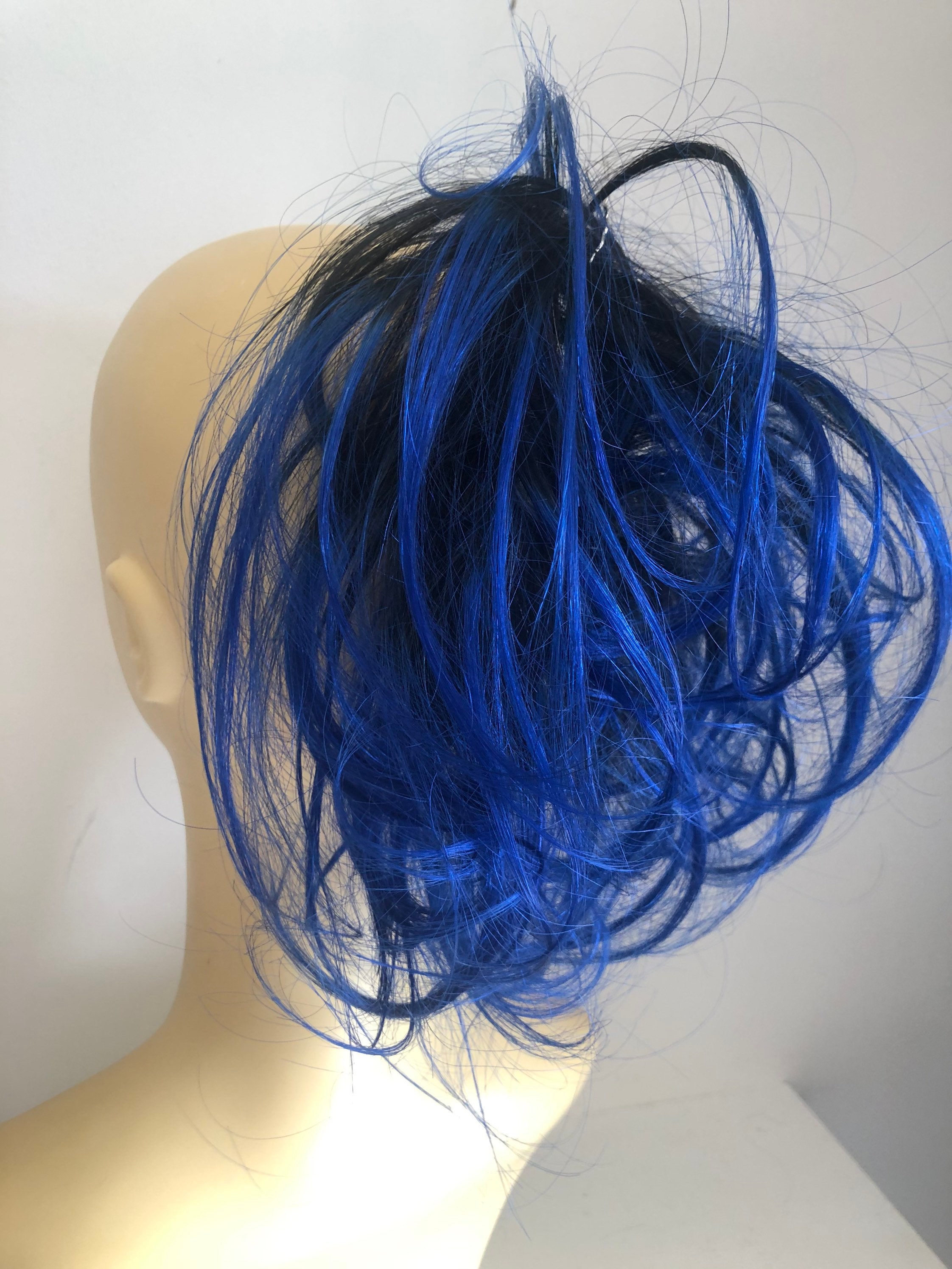 100% Human Hair Black and Bright Blue Ombré Messy Shair - Etsy 100% Human Hair Black and Bright Blue Ombré Messy Shair - Etsy