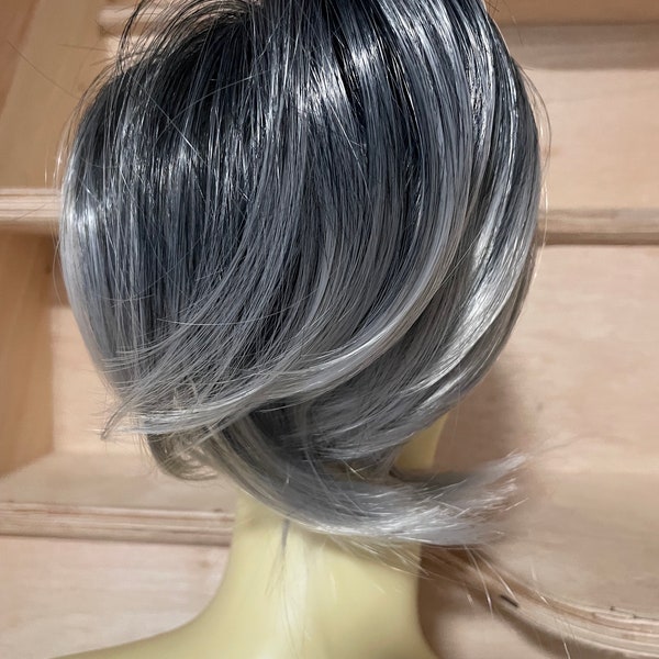 dark Grey ombré silver scrunchie   extension  ponytail (14/15)