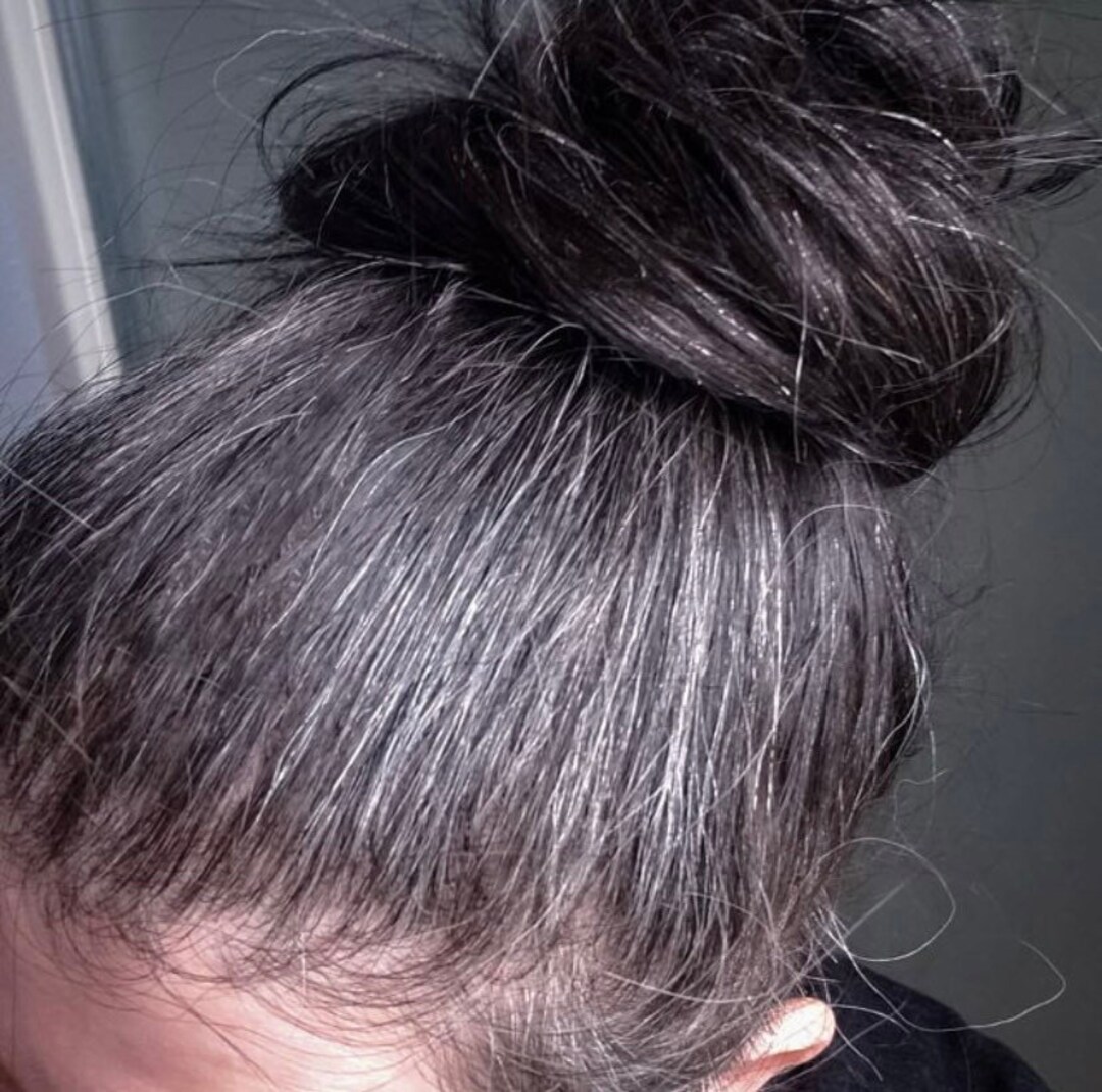 Human Hair Darkest Salt and Pepper Nearly Black Grey 10 Inches