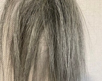 Echthaar (51) salz und pfeffergrau klein Scrunchie 20 cm Spikes ideal für mehr Volumen und Länge (28/6)