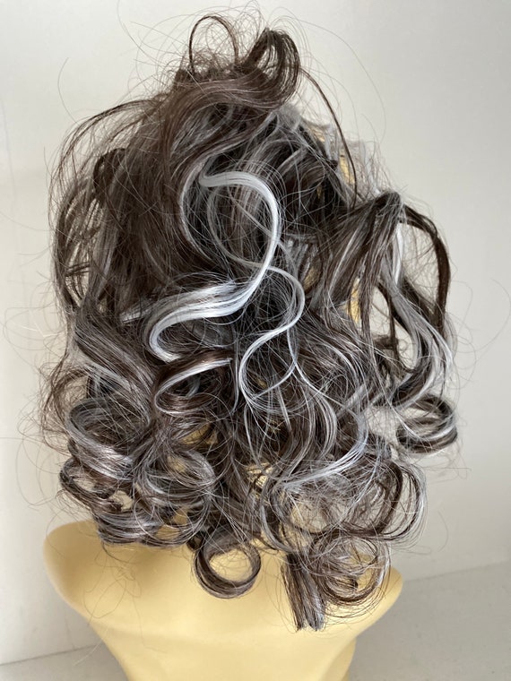 Brown With Silver Highlights Curly Long Scrunchie 1/07 - Etsy Brown With Silver Highlights Curly Long Scrunchie 1/07 - Etsy