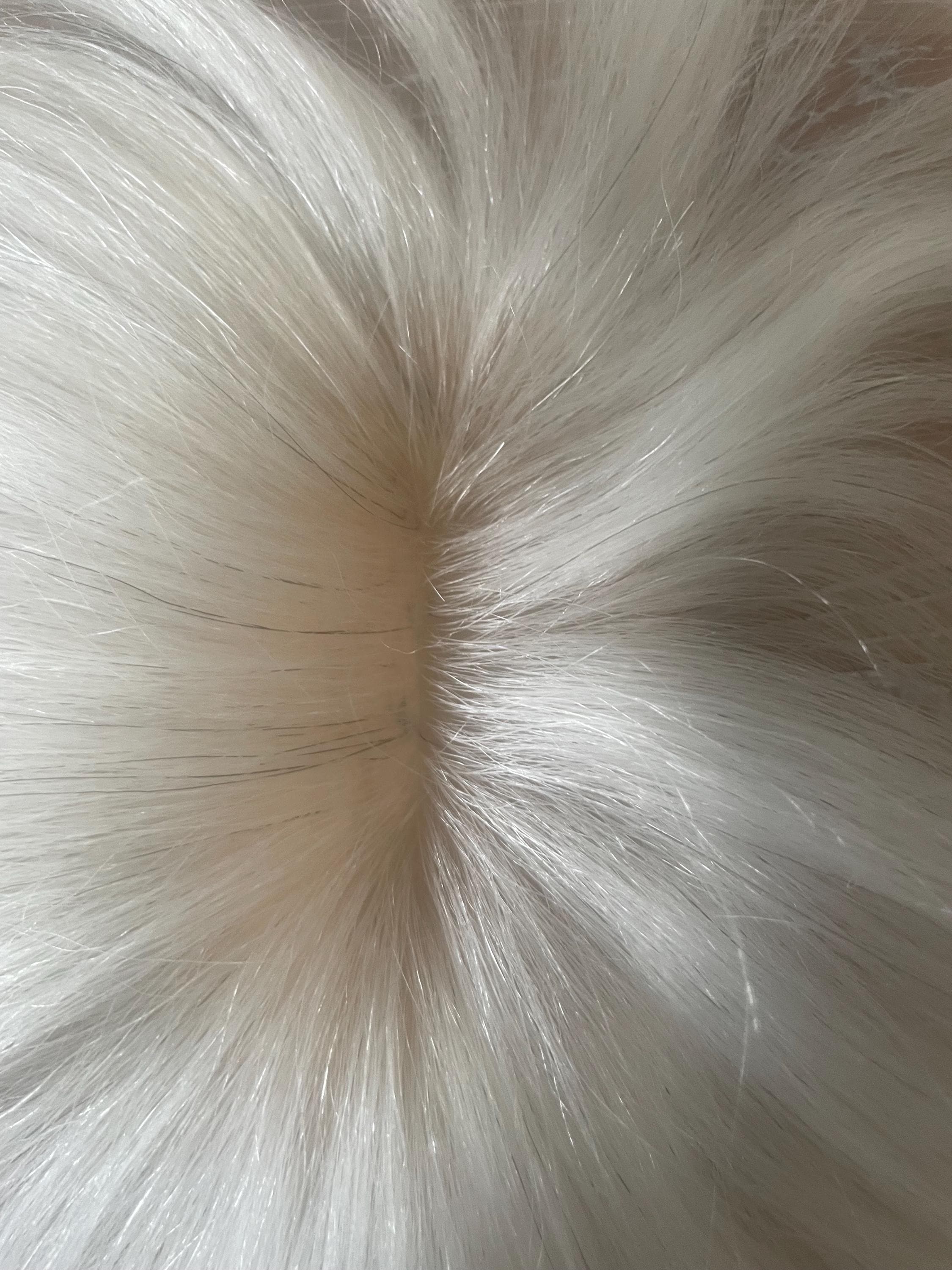 Human hair Topper lightest white blonde with black strands to look natural to  add volume and length cover up thin hair clip on (6/9t)