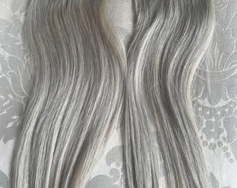 100% human hairline extensions designed for ladies with thinning hairline , transform you hair in seconds in light  grey 12 inches (6/10)
