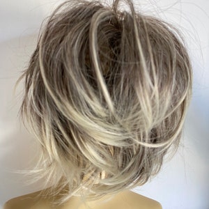 Authentic meduim Scrunchie best quality synthetic hairpiece dark ash grey ash with bleached ends (13/9)