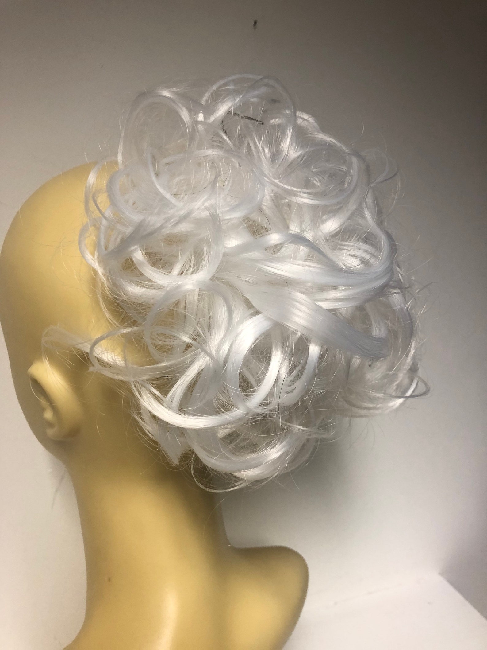 White pure white curly synthetic hair Scrunchie 1 | Etsy